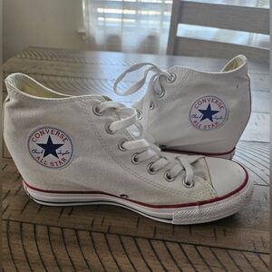 Converse Chuck Taylor All Star Lux Mid Hidden Wedge Lace Up Sneakers Shoes White